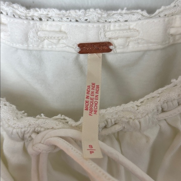 Free People Cream Long Sleeve Cropped Blouse -S - Picture 5 of 10